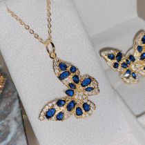 Fashion [large Size] Sapphire Blue Does Not Include Chain Copper Diamond Butterfly Pendant