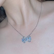 Fashion White Diamond Pendant [with Chain] Copper Inlaid Zirconium Bow Necklace