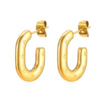 Fashion A Pair Stainless Steel Oval U-shaped Earrings