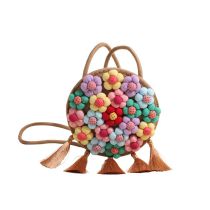 Fashion Khaki Cotton Woven Flower Crossbody Bag