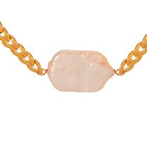 Fashion Golden 2 Copper Pearl Thick Chain Necklace