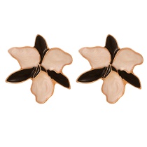 Fashion White Alloy Oil Dripping Flower Earrings