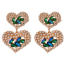 Fashion Blue Alloy Diamond Love Earrings