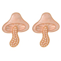 Fashion White Alloy Oil Drop Pearl Mushroom Stud Earrings