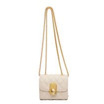 Fashion White Trumpet Pu Diamond Flap Crossbody Bag