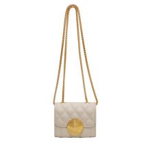Fashion White Small Pu Diamond Flap Crossbody Bag