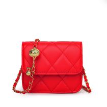 Fashion Red Pu Diamond Flap Children's Crossbody Bag