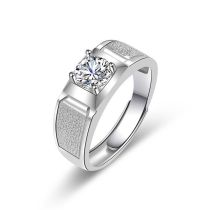 Fashion White Gold Copper Diamond Geometric Men's Ring