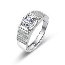 Fashion Platinum 11# Copper Diamond Geometric Men's Ring