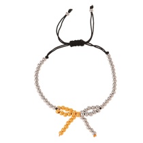 Fashion Silver Copper Bow Pendant Beaded Braided Bracelet