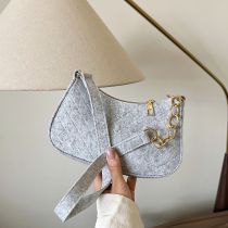 Fashion Grey Felt Large Capacity Shoulder Bag