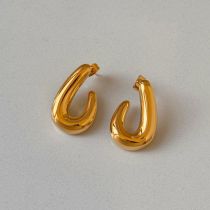 Fashion Gold Titanium Steel Geometric Stud Earrings