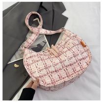 Fashion Pink Houndstooth Large Capacity Shoulder Bag
