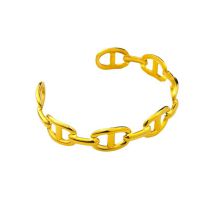 Fashion Gold Stainless Steel Pig Nose Open Bracelet
