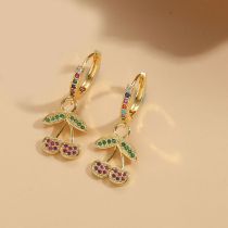 Fashion Cherry Gold-plated Copper With Zirconium Cherry Earrings