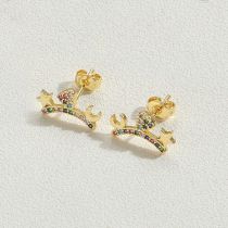 Fashion Colored Zirconium Stars And Moon Gold-plated Copper Studded Zirconium Star And Moon Earrings