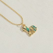 Fashion Green Pony Gold Plated Copper Pony Necklace With Zirconium
