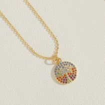 Fashion Disc Gold Plated Copper Disc Necklace With Zirconium