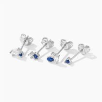 Fashion Set Of 4 In Platinum Color Silver And Diamond Geometric Earrings Set