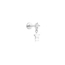 Fashion Single Platinum #1 Silver Diamond Flat Head Thread Piercing Nail (single)