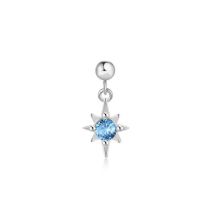 Fashion Single Platinum #1 Silver Diamond-encrusted Eight-pointed Star Thread Piercing Nail (single Piece)