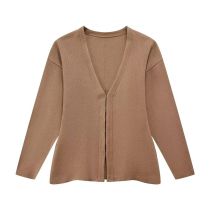 Fashion Brown Polyester Knitted Jacket