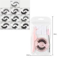 Fashion #100 (round Powder) + (self-adhesive Strip) Set Transparent Bag Imitation Mink Fur Glue-free Strip False Eyelashes Set