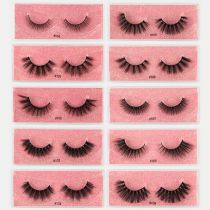 Fashion Pink Card Imitation Mink False Eyelashes Set Tweezers + Disposable Eyelash Brush