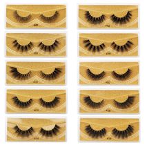 Fashion Yellow Card Imitation Mink False Eyelashes Set Tweezers + Disposable Eyelash Brush