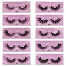 Fashion Purple Card Imitation Mink False Eyelashes Set Tweezers + Disposable Eyelash Brush