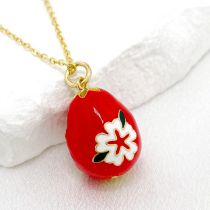 Fashion Red Copper-set Diamond Drop-shaped Necklace