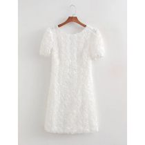 Fashion White Textured Three-dimensional Flower Skirt