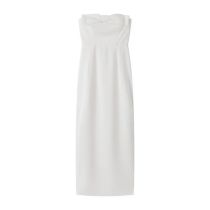 Fashion White Polyester Tube Top Dress