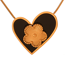 Fashion Black Titanium Steel Shell Love Flower Pendant Necklace