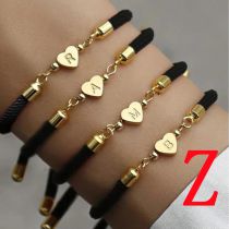 Fashion Z Black Titanium Steel 26 Letter Love Cord Braided Bracelet