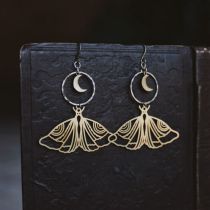 Fashion Earrings Copper Moon Moth Hollow Earrings