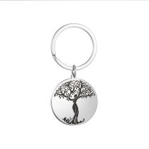 Fashion White Stainless Steel Tree Of Life Keychain