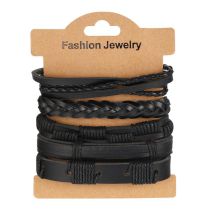 Fashion Black Braided Leather Men's Bracelet