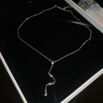 Fashion Necklace - Silver Copper Inlaid Zirconium Chain Necklace