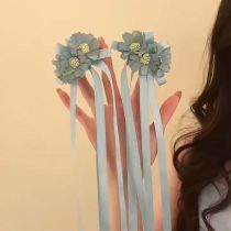 Fashion Duckbill Clip-blue (single) Fabric Flower Ribbon Hairpin