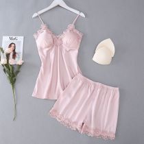 Fashion Pink Lace Suspender Bra And Shorts Set