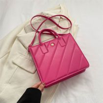 Fashion Rose Pink Pu Embroidery Large Capacity Crossbody Bag