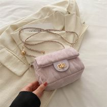 Fashion Purple Pu Lock Flap Crossbody Bag