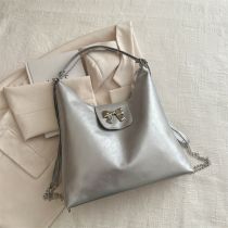 Fashion Silver Pu Large Capacity Shoulder Bag