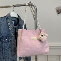 Fashion Pink Belt Pendant Polyester Large Capacity Shoulder Bag