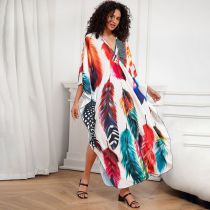 Fashion 1 Feather Cotton Printed Blouse Dress