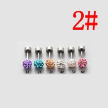 Fashion 5mm Drill Ball 2# (single) Metal Diamond Ball Screw Earrings
