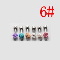 Fashion 5mm Drill Ball 6# (single) Metal Diamond Ball Screw Earrings