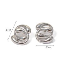 Fashion Silver Stainless Steel Water Drop Staggered Earrings