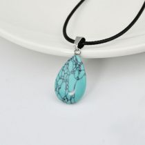 Fashion Y10 Blue Turquoise Geometric Natural Stone Pendant Necklace